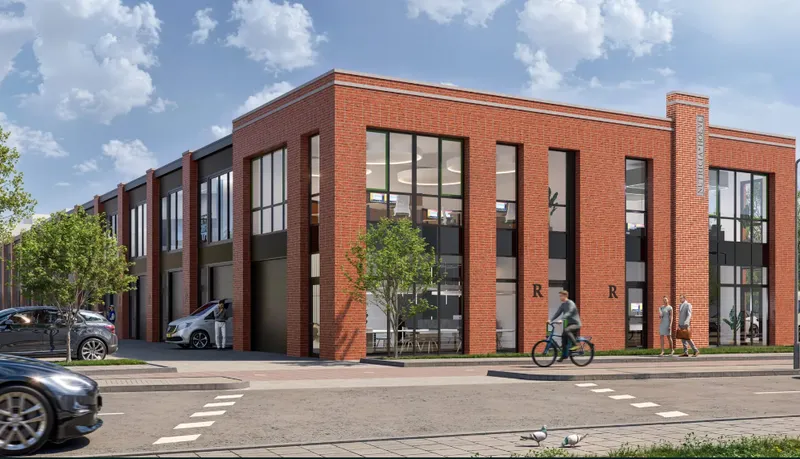 Pagina over de architectuur op nutriparkzoetermeer.nl met een impressie van de hoekunit